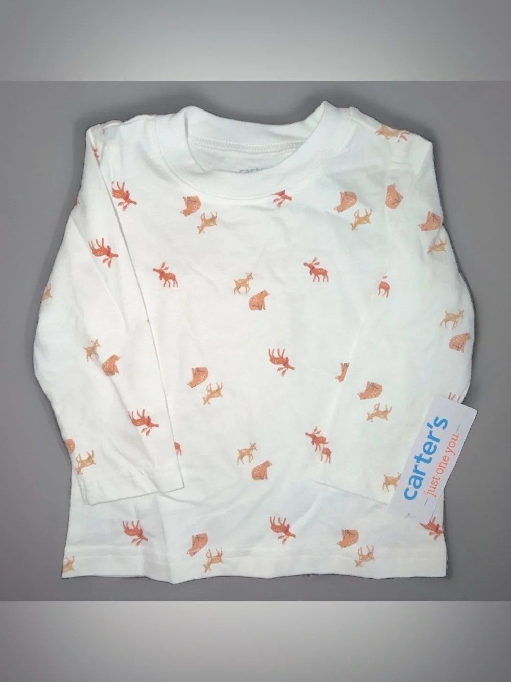 Carter's Just One You 2pc Moose Long Sleeve Tee & Corduroy Overalls 12M NWT